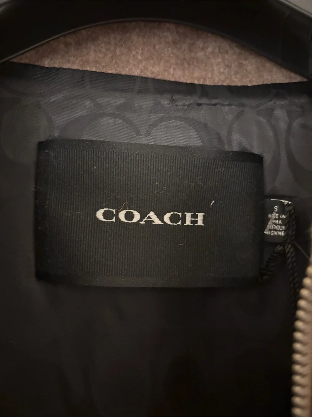 Coach: Women’s Bomber Brown Wool-Blend Zip Jacket w/pockets buckles on back